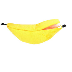 2026 Creative Small Pet Fruit Nest Moon Boat & Banana Hanging Hammock Ultra-Soft Plush Winter Swing Bed for Hamsters, Sugar Gliders & Birds Adorable Green & Yellow Banana Nest