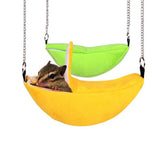 2026 Creative Small Pet Fruit Nest Moon Boat & Banana Hanging Hammock Ultra-Soft Plush Winter Swing Bed for Hamsters, Sugar Gliders & Birds Adorable Green & Yellow Banana Nest