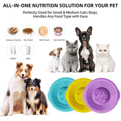 2-in-1 Silicone Slow Feeder & Lick Mat Dog Bowl, Heavy-Duty Anti-Tip Pet Food Dish with Suction Base for Anxiety Relief