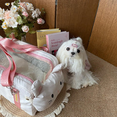 "FluffyBaby" Premium Pet Travel Tote, Korean-Style Quilted Crossbody Cat Bag, Ultra-Soft Portable Shoulder Carrier for Small Dogs and Cats, Boutique Designer Outing Bag