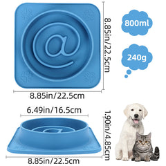 2-in-1 Silicone Dog Licking Mat & Slow Feeder Bowl - Strong Suction Base to Prevent Tipping - Interactive Anxiety Relief Calming Mat for Bathing & Grooming