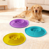 2-in-1 Silicone Slow Feeder & Lick Mat Dog Bowl, Heavy-Duty Anti-Tip Pet Food Dish with Suction Base for Anxiety Relief