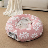 2-in-1 Donut Cat Tunnel Bed - Collapsible Interactive Play Tube & Felt Nest - Peek-a-Boo Entertainment Toy for Indoor Cats & Kittens