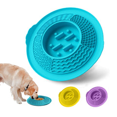 2-in-1 Silicone Slow Feeder & Lick Mat Dog Bowl, Heavy-Duty Anti-Tip Pet Food Dish with Suction Base for Anxiety Relief