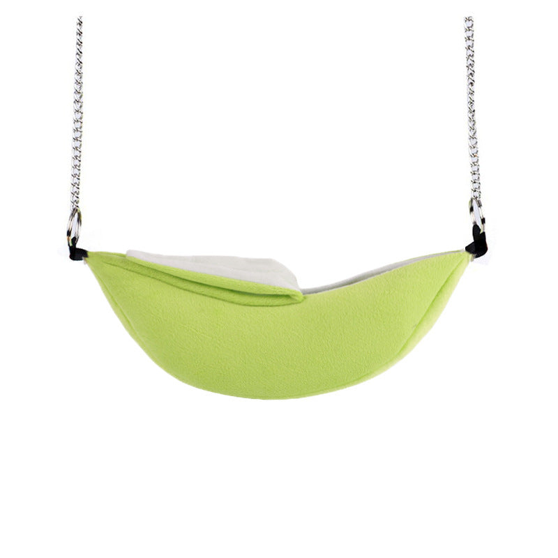 2026 Creative Small Pet Fruit Nest  Moon Boat & Banana Hanging Hammock  Ultra-Soft Plush Winter Swing Bed for Hamsters, Sugar Gliders & Birds  Adorable Green & Yellow Banana Nest