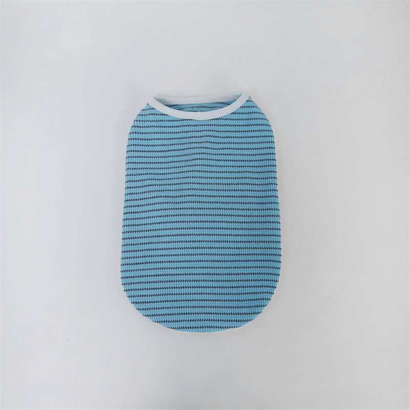 Breathable Striped Pet Knit Vest - Thin & Lightweight Summer Dog Clothes for Cats, Teddy Poodles, and Small Breeds, Korean Style
