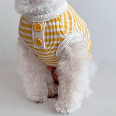 Breathable Striped Pet Knit Vest - Thin & Lightweight Summer Dog Clothes for Cats, Teddy Poodles, and Small Breeds, Korean Style