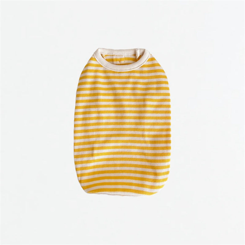 Breathable Striped Pet Knit Vest - Thin & Lightweight Summer Dog Clothes for Cats, Teddy Poodles, and Small Breeds, Korean Style