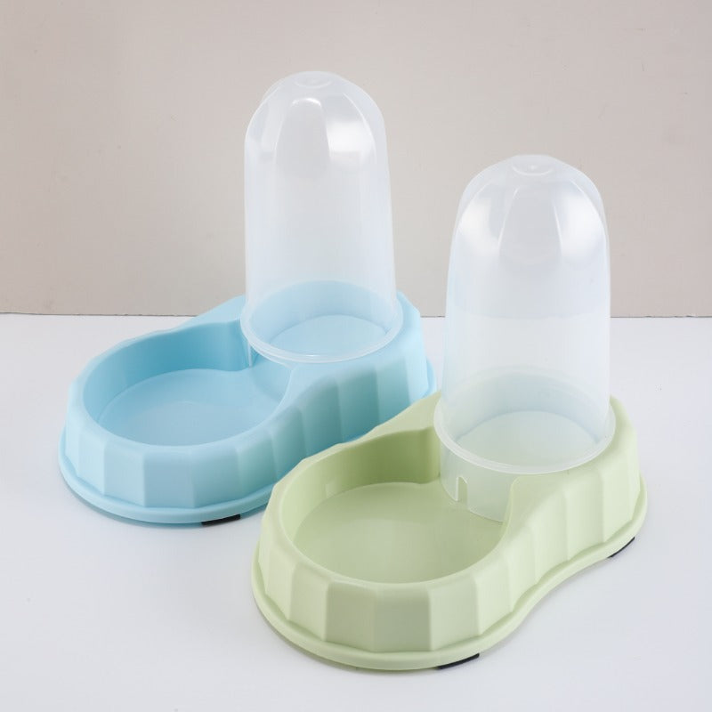 2-in-1 Automatic Pet Feeder and Water Dispenser Station, Gravity Flow Food & Water Refill Double Bowl for Cats and Small Dogs